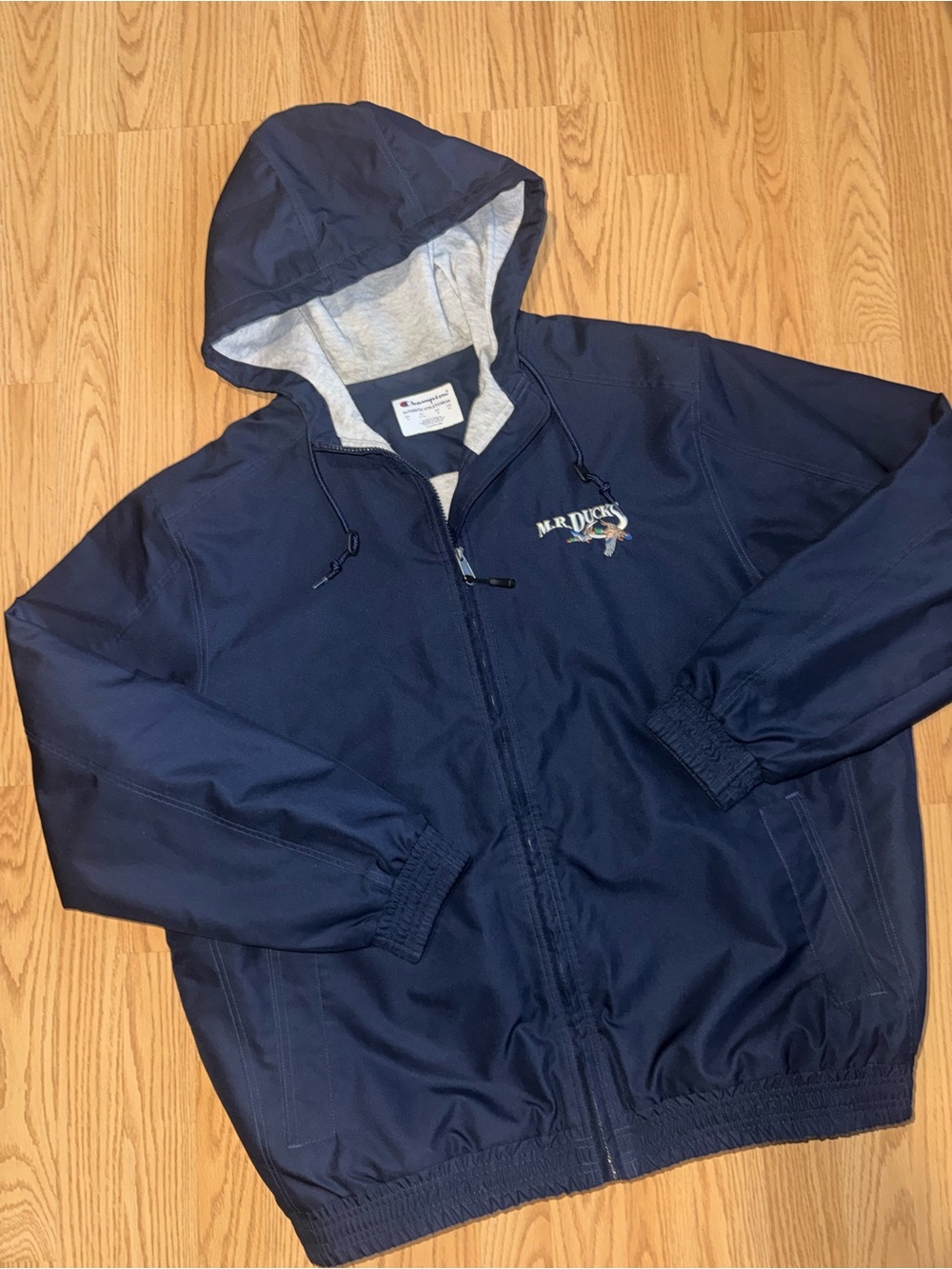 Champion Mr Ducks Mallard Hunting Jacket Men’s XL Navy Hooded Full Zip